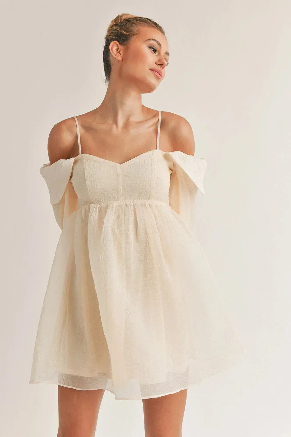 Desiree | Women's Off-Shoulder Bubble Sleeve Mini Flare Dress